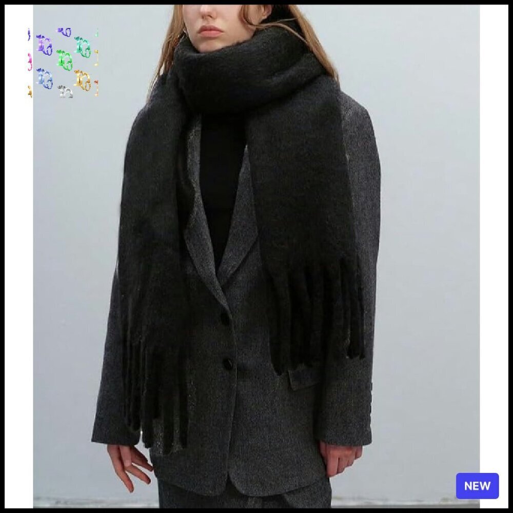 Chunky Winter Scarf Oversized Shawl Wrap Soft Polyester Elegant Chic Accessory - Picture 4 of 8